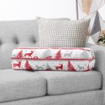 Realhomes Geyik ve Çam Ağaçları Dijital Baskılı Modern İç Dolgulu - Fermuarlı Süet Silindir Daire Yastık Kırlent Realhomes