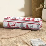 Realhomes Geyik ve Çam Ağaçları Dijital Baskılı Modern İç Dolgulu - Fermuarlı Süet Silindir Daire Yastık Kırlent Realhomes