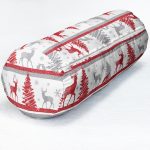 Realhomes Geyik ve Çam Ağaçları Dijital Baskılı Modern İç Dolgulu - Fermuarlı Süet Silindir Daire Yastık Kırlent Realhomes