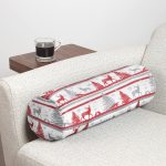 Realhomes Geyik ve Çam Ağaçları Dijital Baskılı Modern İç Dolgulu - Fermuarlı Süet Silindir Daire Yastık Kırlent Realhomes