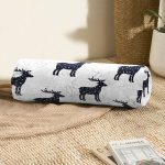 Lacivert Geyik Motifli Özel Tasarımlı Dijital Baskılı Modern İç Dolgulu Fermuarlı Çok Amaçlı Silindir Yastık Kırlent Realhomes