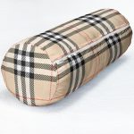 Realhomes Krem Zeminli Ekose Desenli Modern İç Dolgulu Fermuarlı Çok Amaçlı Silindir Yastık Kırlent Realhomes