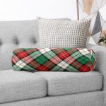 - RealHomes Özel Tasarımlı Dijital Baskılı İç Dolgulu Fermuarlı Silindir Yastık - Realhomes Realhomes Yeşil Kırmızı Beyaz Ekose Desenli Modern İç Dolgulu - Fermuarlı Süet Silindir Yuvarlak Yastık Kırlent Realhomes