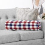 - RealHomes Özel Tasarımlı Dijital Baskılı İç Dolgulu Fermuarlı Silindir Yastık - Realhomes Realhomes Bordo Lacivert Ekose Desenli Modern İç Dolgulu - Fermuarlı Süet Silindir Rulo Yastık Kırlent Realhomes