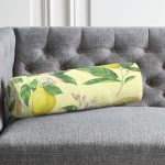 - RealHomes Özel Tasarımlı Dijital Baskılı İç Dolgulu Fermuarlı Silindir Yastık - Realhomes  Krem Zeminli Limon Desenli Dekoratif İç Dolgulu Süet Silindir Yastık Kırlent - Bel Yastığı Realhomes