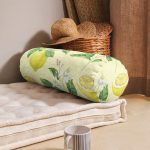 - RealHomes Özel Tasarımlı Dijital Baskılı İç Dolgulu Fermuarlı Silindir Yastık - Realhomes  Krem Zeminli Limon Desenli Dekoratif İç Dolgulu Süet Silindir Yastık Kırlent - Bel Yastığı Realhomes