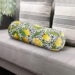 - RealHomes Özel Tasarımlı Dijital Baskılı İç Dolgulu Fermuarlı Silindir Yastık - Realhomes Geometrik ve Limon Desenli 3D Dijital Baskılı İç Dolgulu - Fermuarlı Süet Silindir Daire Yastık Kırlent Realhomes