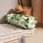 Limon Yaprakları Desenli Dijital Baskılı İç Dolgulu Yumuşak Silindir Form Yastık Kırlent Realhomes