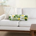 Limon Yaprakları Desenli Dijital Baskılı İç Dolgulu Yumuşak Silindir Form Yastık Kırlent Realhomes