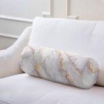 - RealHomes Özel Tasarımlı Dijital Baskılı İç Dolgulu Fermuarlı Silindir Yastık - Realhomes Altın Yaldız Çizgili Mermer Desenli Dekoratif İç Dolgulu Süet Silindir Yastık Kırlent - Bel Yastığı Realhomes