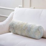 Mermer Desenli Özel Tasarımlı Dijital Baskılı Modern İç Dolgulu - Fermuarlı Süet Berjer Silindir Yastık Kırlent Realhomes