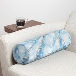 Mavi Renkli Mermer Desenli Dijital Baskılı İç Dolgulu Süet Silindir Yastık Kırlent - Bel Yastığı Realhomes