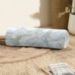 - RealHomes Özel Tasarımlı Dijital Baskılı İç Dolgulu Fermuarlı Silindir Yastık - Realhomes Altın Çizgili Mavi Zeminli Dijital Baskılı İç Dolgulu - Fermuarlı Süet Silindir Daire Yastık Kırlent Realhomes