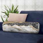 - RealHomes Özel Tasarımlı Dijital Baskılı İç Dolgulu Fermuarlı Silindir Yastık - Realhomes  Modern Siyah Beyaz Altın Mermer Motifli Dijital Baskılı İç Dolgulu - Fermuarlı Süet Silindir Yuvarlak Yastık Kırlent Realhomes