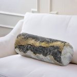 - RealHomes Özel Tasarımlı Dijital Baskılı İç Dolgulu Fermuarlı Silindir Yastık - Realhomes  Modern Siyah Beyaz Altın Mermer Motifli Dijital Baskılı İç Dolgulu - Fermuarlı Süet Silindir Yuvarlak Yastık Kırlent Realhomes