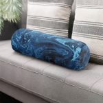 - RealHomes Özel Tasarımlı Dijital Baskılı İç Dolgulu Fermuarlı Silindir Yastık - Realhomes Mavi Ebru Motifleri Dijital Baskılı İç Dolgulu Süet Silindir Yastık Kırlent - Bel Yastığı Realhomes