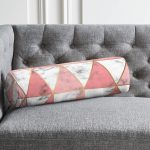 Geometrik Üçgen Şekilli Mermer Desenli İç Dolgulu - Fermuarlı Süet Silindir Yuvarlak Yastık Kırlent Realhomes