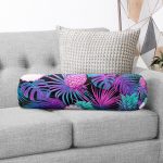 - RealHomes Özel Tasarımlı Dijital Baskılı İç Dolgulu Fermuarlı Silindir Yastık - Realhomes Lacivert Tropikal Desenli Dijital Baskılı İç Dolgulu Yumuşak Silindir Form Yastık Kırlent Realhomes