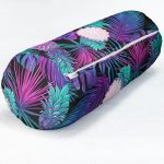 - RealHomes Özel Tasarımlı Dijital Baskılı İç Dolgulu Fermuarlı Silindir Yastık - Realhomes Lacivert Tropikal Desenli Dijital Baskılı İç Dolgulu Yumuşak Silindir Form Yastık Kırlent Realhomes