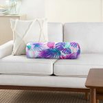 - RealHomes Özel Tasarımlı Dijital Baskılı İç Dolgulu Fermuarlı Silindir Yastık - Realhomes Mavi Zeminde Tropikal Objeler Modern İç Dolgulu Yumuşak Silindir Form Yastık Kırlent Realhomes