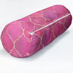 - RealHomes Özel Tasarımlı Dijital Baskılı İç Dolgulu Fermuarlı Silindir Yastık - Realhomes Pembe Altın Varaklı Ogea Desenli Dekoratif İç Dolgulu - Fermuarlı Süet Silindir Daire Yastık Kırlent Realhomes