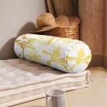 Altın Renkte Palmiyeler Özel Tasarımlı İç Dolgulu Süet Silindir Yastık Kırlent - Bel Yastığı Realhomes