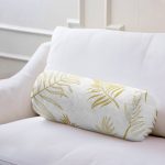 Altın Detaylı 3D Yaprak Desenli Modern İç Dolgulu Fermuarlı Çok Amaçlı Silindir Yastık Kırlent Realhomes