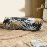 - RealHomes Özel Tasarımlı Dijital Baskılı İç Dolgulu Fermuarlı Silindir Yastık - Realhomes  Siyah Zeminde Palmiye Yaprakları Özel Tasarım İç Dolgulu Yumuşak Silindir Form Yastık Kırlent Realhomes