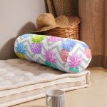 Realhomes Gri Zikzak Desenli Ananaslar Modern İç Dolgulu - Fermuarlı Süet Silindir Daire Yastık Kırlent Realhomes