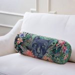 Lacivert Zeminli Leopar Özel Tasarım Dekoratif İç Dolgulu - Fermuarlı Süet Berjer Silindir Yastık Kırlent Realhomes