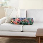 Lacivert Zeminli Leopar Özel Tasarım Dekoratif İç Dolgulu - Fermuarlı Süet Berjer Silindir Yastık Kırlent Realhomes