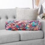 Realhomes Etnik Geometrik Desenli Özel Tasarım Modern İç Dolgulu - Fermuarlı Süet Silindir Yuvarlak Yastık Kırlent Realhomes