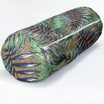 Çuval Zeminde Renkli Yapraklar Desenli Dekoratif İç Dolgulu Fermuarlı Çok Amaçlı Silindir Yastık Kırlent Realhomes