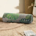 - RealHomes Özel Tasarımlı Dijital Baskılı İç Dolgulu Fermuarlı Silindir Yastık - Realhomes Çuval Zeminli Palmiye Yaprakları Özel Tasarım İç Dolgulu Yumuşak Silindir Form Yastık Kırlent Realhomes