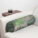 - RealHomes Özel Tasarımlı Dijital Baskılı İç Dolgulu Fermuarlı Silindir Yastık - Realhomes Çuval Zeminli Palmiye Yaprakları Özel Tasarım İç Dolgulu Yumuşak Silindir Form Yastık Kırlent Realhomes