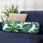 - RealHomes Özel Tasarımlı Dijital Baskılı İç Dolgulu Fermuarlı Silindir Yastık - Realhomes Suluboya Tropikal Yapraklar Desenli Özel Tasarım İç Dolgulu Yumuşak Silindir Form Yastık Kırlent Realhomes