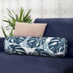 - RealHomes Özel Tasarımlı Dijital Baskılı İç Dolgulu Fermuarlı Silindir Yastık - Realhomes  Mavi Renkli Palmiye Yaprakları Dijital Baskılı İç Dolgulu - Fermuarlı Süet Berjer Silindir Yastık Kırlent Realhomes