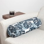 - RealHomes Özel Tasarımlı Dijital Baskılı İç Dolgulu Fermuarlı Silindir Yastık - Realhomes  Mavi Renkli Palmiye Yaprakları Dijital Baskılı İç Dolgulu - Fermuarlı Süet Berjer Silindir Yastık Kırlent Realhomes