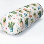 Saksıda Sevimli Kaktüsler Tasarımlı Dekoratif Modern İç Dolgulu Süet Silindir Yastık Kırlent - Bel Yastığı Realhomes