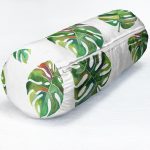 - RealHomes Özel Tasarımlı Dijital Baskılı İç Dolgulu Fermuarlı Silindir Yastık - Realhomes Suluboya Palmiye Yaprakları Desenli Özel Tasarım İç Dolgulu - Fermuarlı Süet Berjer Silindir Yastık Kırlent Realhomes