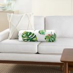 - RealHomes Özel Tasarımlı Dijital Baskılı İç Dolgulu Fermuarlı Silindir Yastık - Realhomes Suluboya Palmiye Yaprakları Desenli Özel Tasarım İç Dolgulu - Fermuarlı Süet Berjer Silindir Yastık Kırlent Realhomes