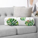 - RealHomes Özel Tasarımlı Dijital Baskılı İç Dolgulu Fermuarlı Silindir Yastık - Realhomes Suluboya Palmiye Yaprakları Desenli Özel Tasarım İç Dolgulu - Fermuarlı Süet Berjer Silindir Yastık Kırlent Realhomes