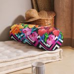 Zikzak ve Çiçekler Özel Tasarım Dekoratif İç Dolgulu - Fermuarlı Süet Silindir Daire Yastık Kırlent Realhomes