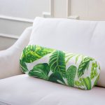 - RealHomes Özel Tasarımlı Dijital Baskılı İç Dolgulu Fermuarlı Silindir Yastık - Realhomes  Beyaz Zeminde Watercolor Yapraklar Özel Tasarımlı İç Dolgulu - Fermuarlı Süet Berjer Silindir Yastık Kırlent Realhomes