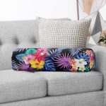 - RealHomes Özel Tasarımlı Dijital Baskılı İç Dolgulu Fermuarlı Silindir Yastık - Realhomes Siyah Zeminde Rengarenk Çiçekler Tasarımlı Dekoratif İç Dolgulu - Fermuarlı Süet Berjer Silindir Yastık Kırlent Realhomes