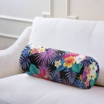 - RealHomes Özel Tasarımlı Dijital Baskılı İç Dolgulu Fermuarlı Silindir Yastık - Realhomes Siyah Zeminde Rengarenk Çiçekler Tasarımlı Dekoratif İç Dolgulu - Fermuarlı Süet Berjer Silindir Yastık Kırlent Realhomes