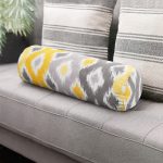 - RealHomes Özel Tasarımlı Dijital Baskılı İç Dolgulu Fermuarlı Silindir Yastık - Realhomes  Sarı Gri Zikzak Desenli Modern Tasarımlı Dekoratif İç Dolgulu - Fermuarlı Süet Silindir Yuvarlak Yastık Kırlent Realhomes