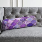 Mor Renkli Ogea Desenli Özel Tasarım Dekoratif İç Dolgulu Yumuşak Silindir Form Yastık Kırlent Realhomes