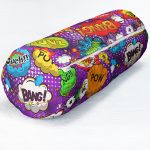 - RealHomes Özel Tasarımlı Dijital Baskılı İç Dolgulu Fermuarlı Silindir Yastık - Realhomes Mor Zeminli Pop Art Özel Tasarım Dijital Baskılı Modern İç Dolgulu - Fermuarlı Süet Silindir Yuvarlak Yastık Kırlent Realhomes