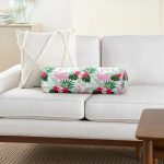 Realhomes Flamingo Devetabanı Çizimli Özel Tasarım Dijital Baskılı Modern İç Dolgulu - Fermuarlı Süet Berjer Silindir Yastık Kırlent Realhomes